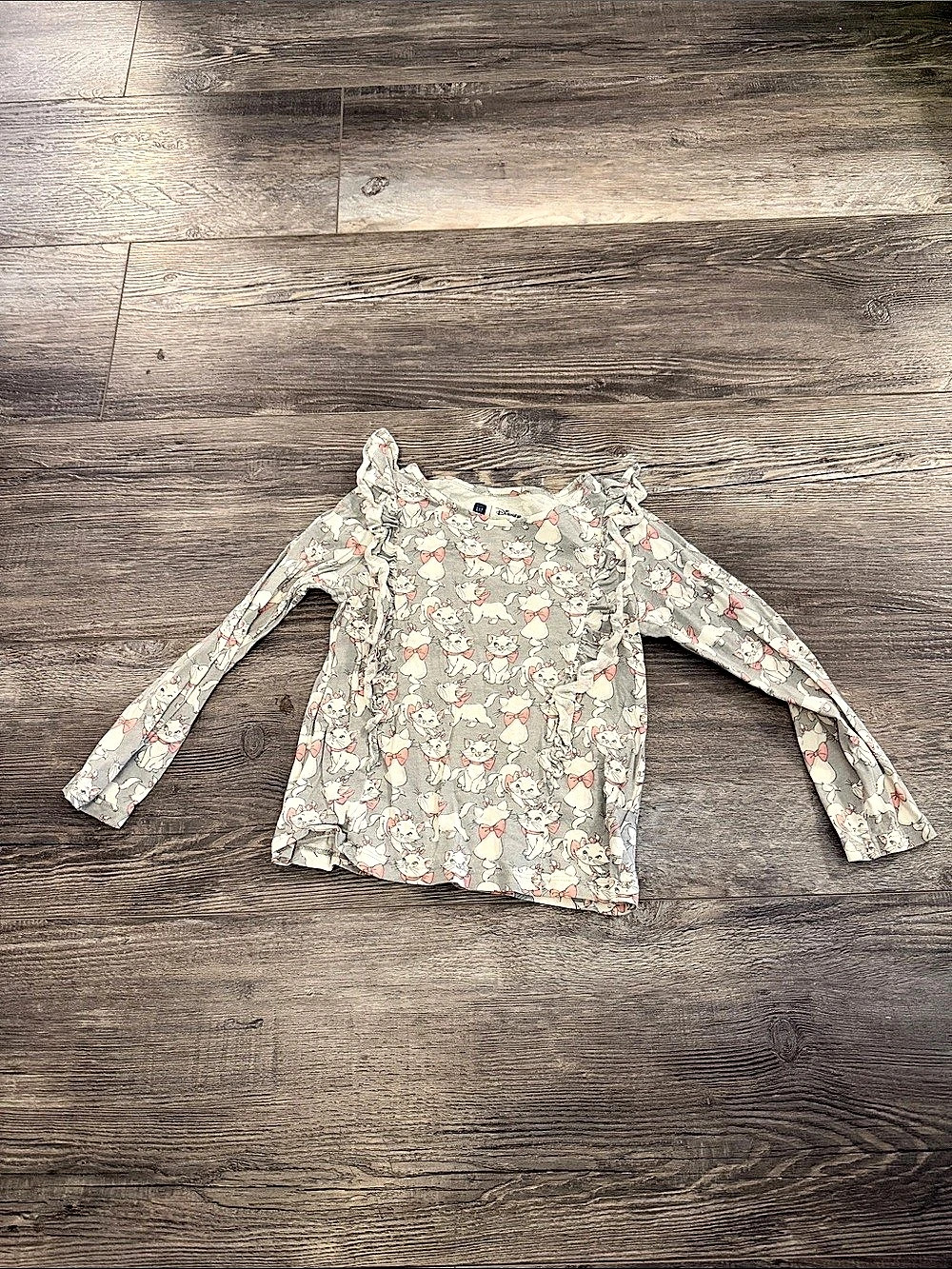 GAP Disney character print top Long Sleeve Top Gray & Pink Girls 5 Years